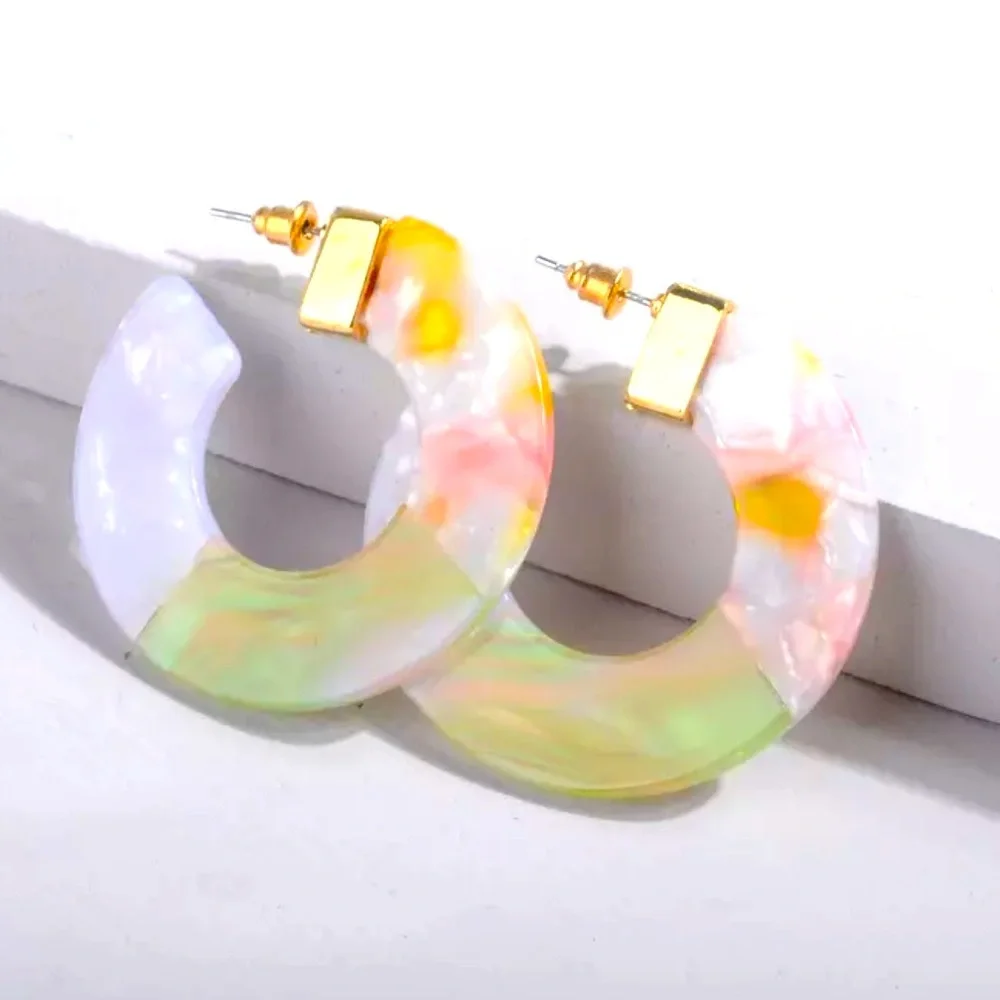 Anthro Tara Resin Hoop Earrings in Spring - Picture 2 of 4